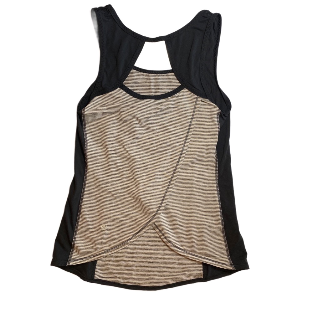Lululemon Athletica Long Tank With Crossover Open Back Black And White Size 4 - Picture 2 of 4